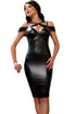 Sexy Sensual Leather Bodycon Midi Dress